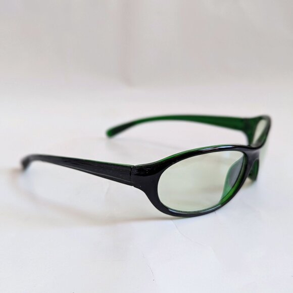 NWT Vintage 90's Plastic Oval Designer Sport Sunglasses (S. Crystal Green) - Picture 2 of 5